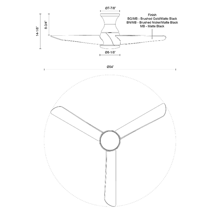 Kuzco HF91954 Thalia 54" Ceiling Fan with LED Light Kit