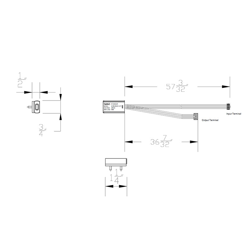 WAC IR-96-24VDC-CCT Infrared Sensor Switch 24VDC, 3 Conductor Wire System