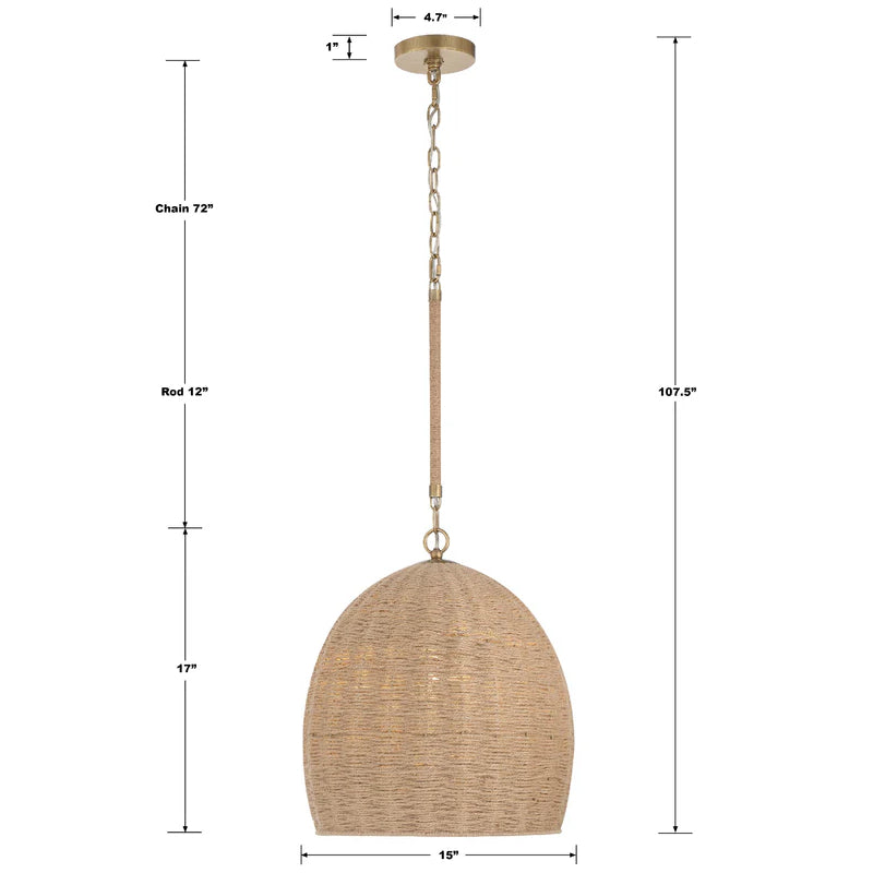 Crystorama JAC-10500 Jace 1-lt 15" Pendant