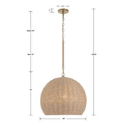 Crystorama JAC-10503 Jace 3-lt 20" Pendant