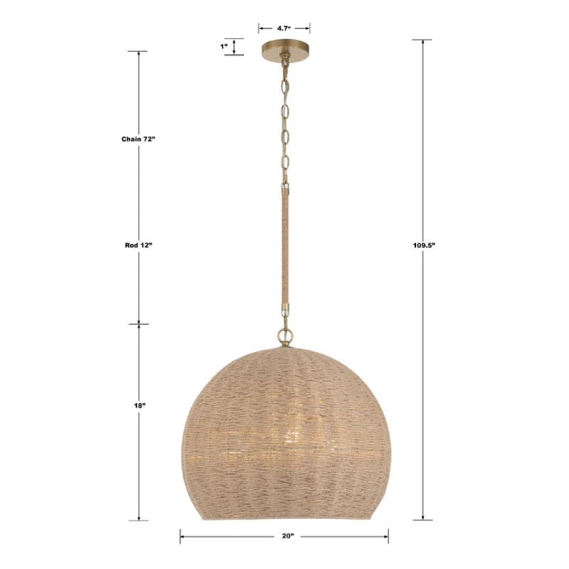 Crystorama JAC-10503 Jace 3-lt 20" Pendant