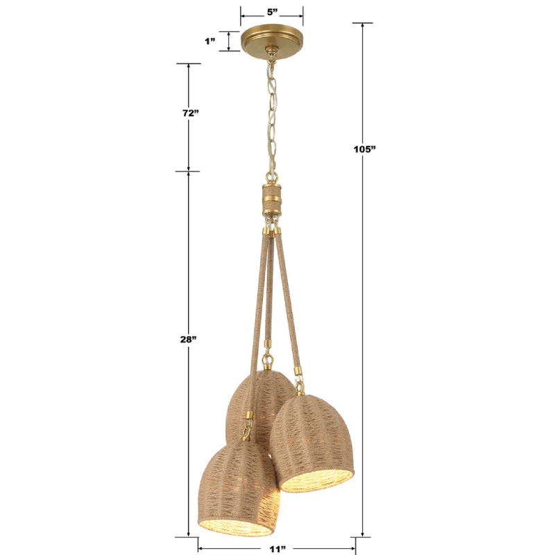 Crystorama JAC-10507 Jace 3-lt 11" LED Pendant