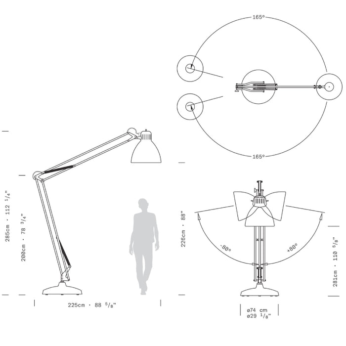 Leucos JJ Great 1-lt 112" Tall Floor Lamp