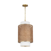 Visual Comfort KSP1171 Sawyer 1-lt 15" LED Small Hanging Pendant - Blonde Rattan