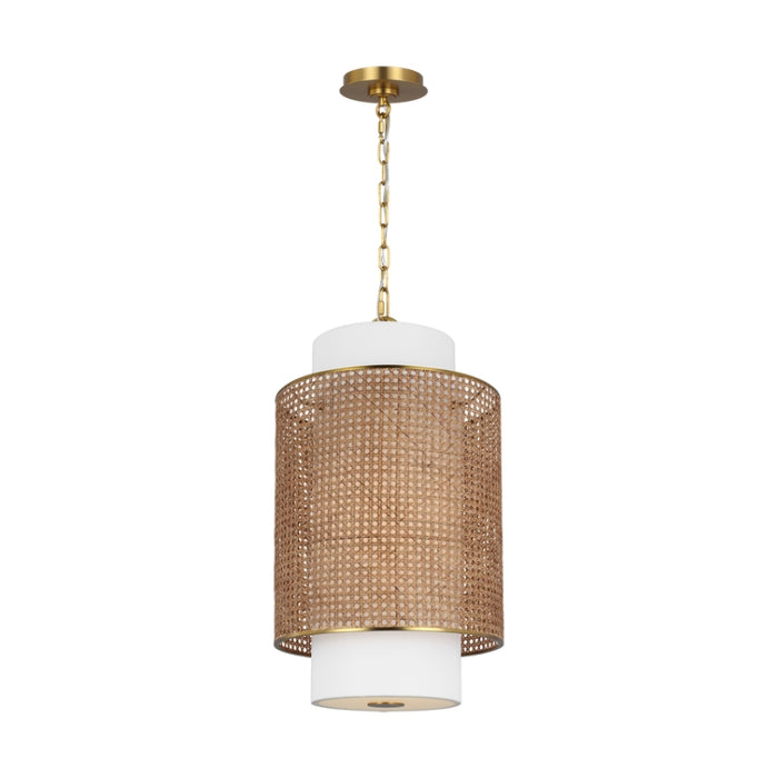 Visual Comfort KSP1171 Sawyer 1-lt 15" LED Small Hanging Pendant - Blonde Rattan