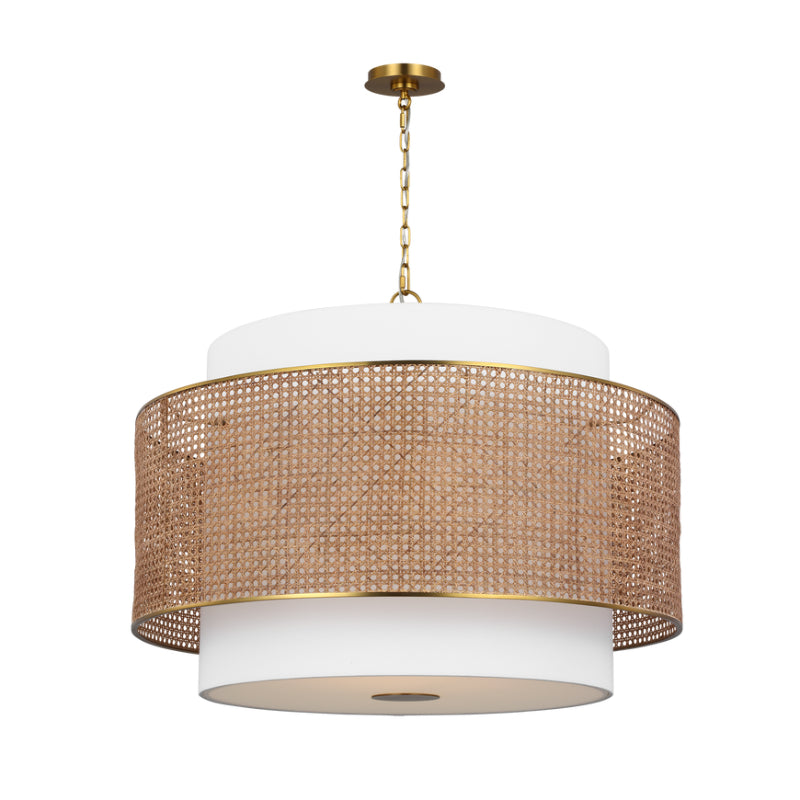 Visual Comfort KSP1184 Sawyer 4-lt 32" LED Extra Large Hanging Pendant - Blonde Rattan