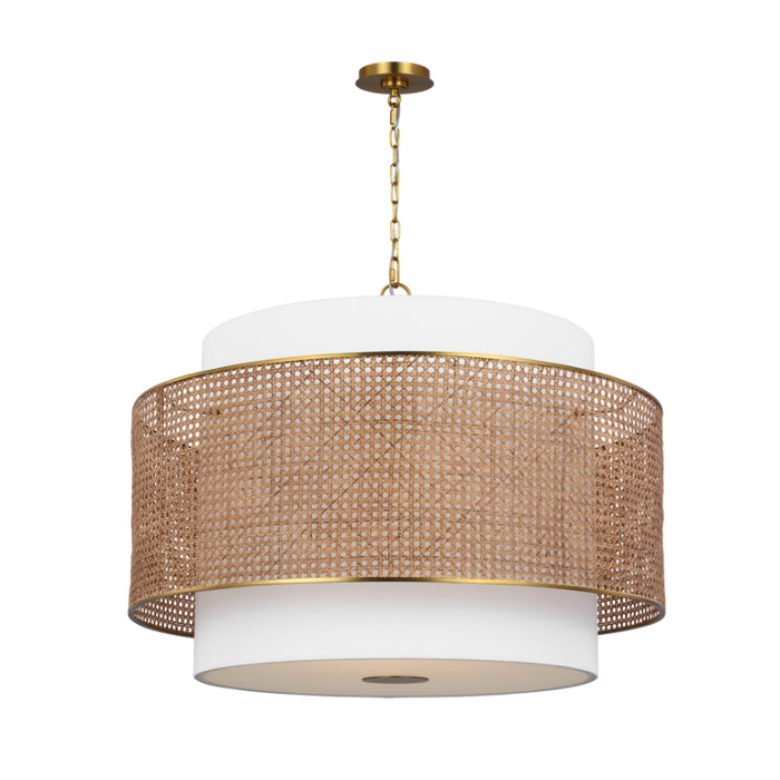 Visual Comfort KSP1184 Sawyer 4-lt 32" LED Extra Large Hanging Pendant - Blonde Rattan