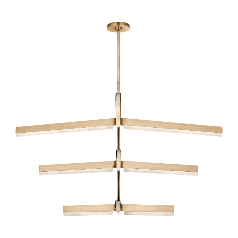 Visual Comfort KWCH705 Linea 6-lt 56" 3-Tier LED Chandelier - Hand Rubbed Antique Brass