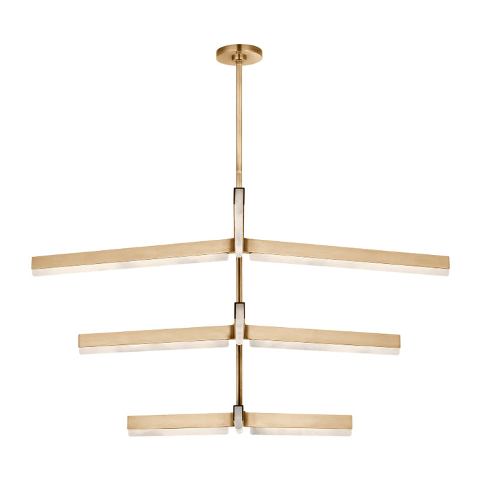 Visual Comfort KWCH705 Linea 6-lt 56" 3-Tier LED Chandelier - Hand Rubbed Antique Brass