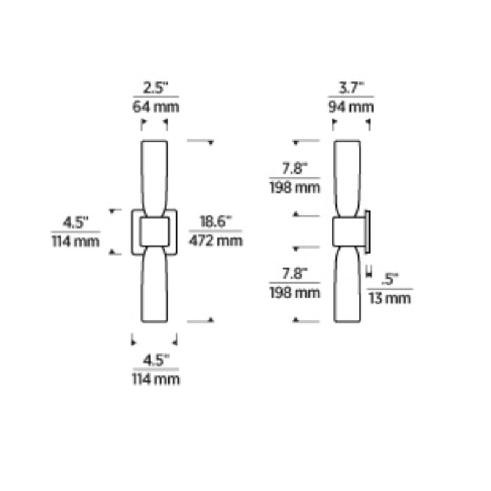 Visual Comfort KWWS498 Volver 19" Tall LED Double Wall Sconce