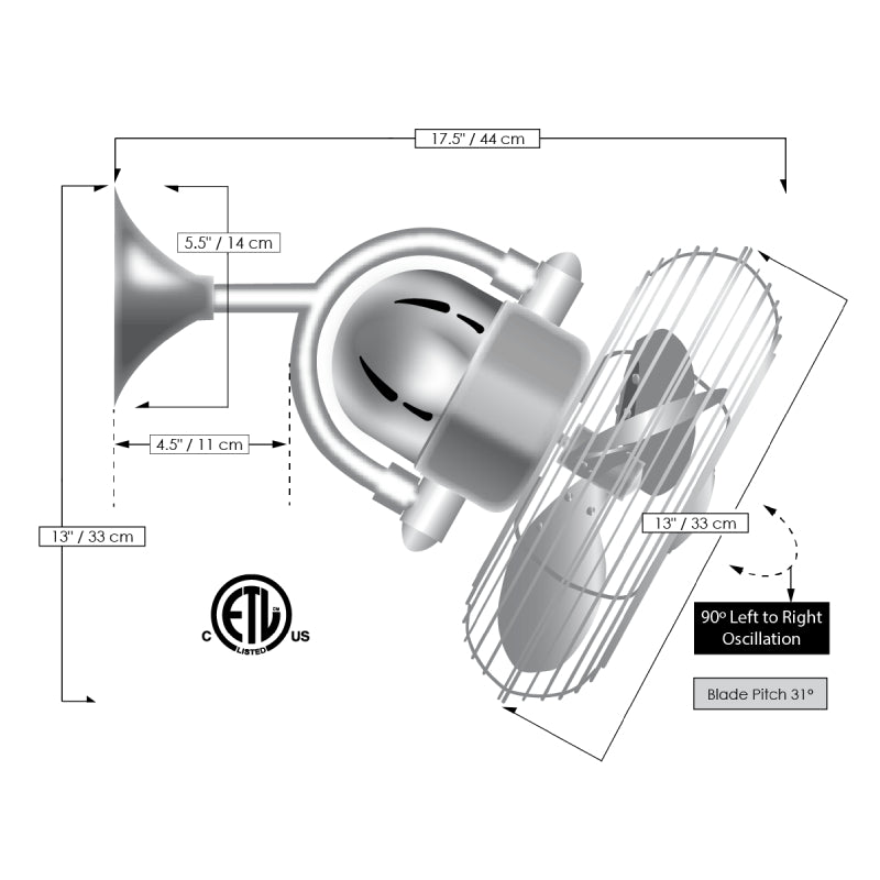 Matthews Fan Kaye 13" Wall/Ceiling Fan