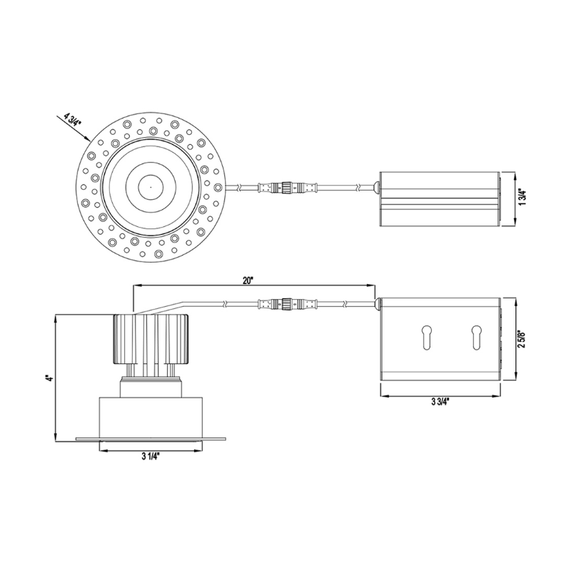 Lotus L3F-RRI 3" Tangra LED Fixed Round Recessed Invisible Trim, 5CCT Selectable