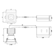 Lotus L3F-SRT 3" Tangra LED Fixed Square Recessed Thin Trim, Dim to Warm