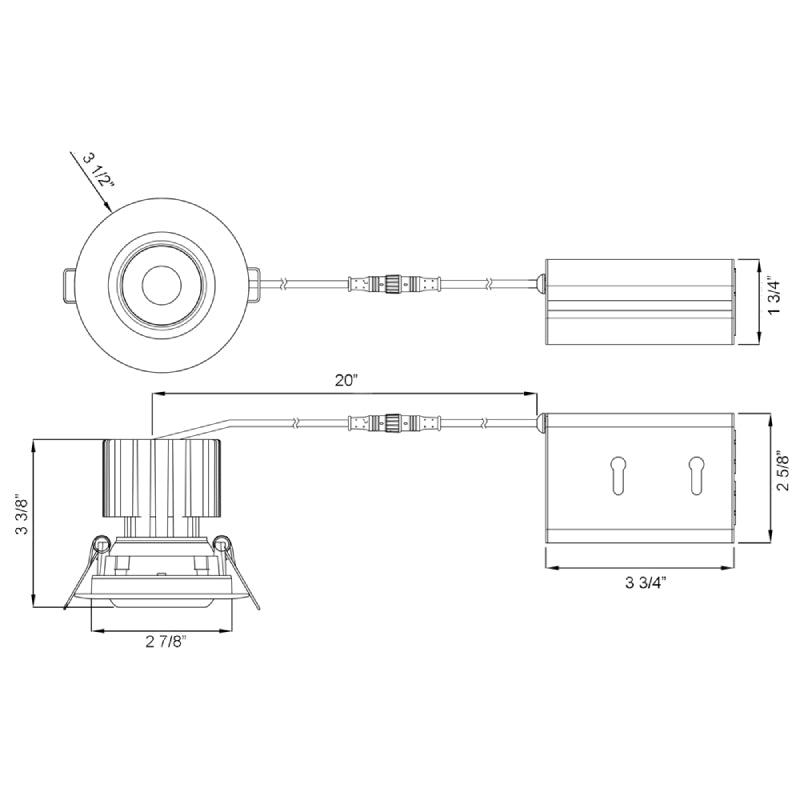 Lotus L3G-RFW 3" Tangra LED Gimbal Round Flat Wide Trim, Dim to Warm