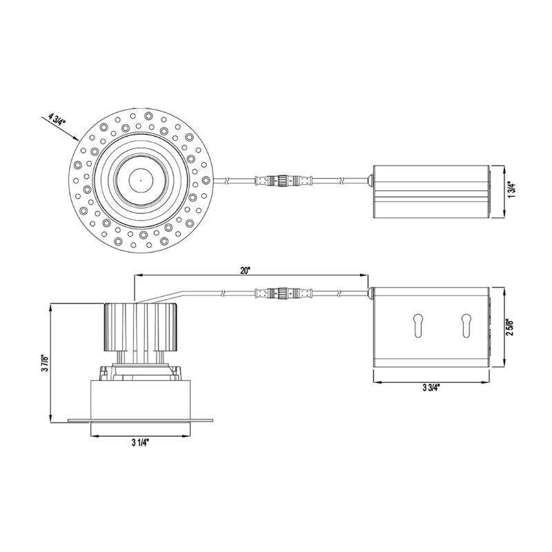 Lotus L3G-RIT 3" Tangra LED Gimbal Round Recessed Invisible Trim, Dim to Warm