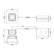 Lotus L3G-SRW 3" Tangra LED Gimbal Square Recessed Wide Trim, 4CCT+Dim to Warm