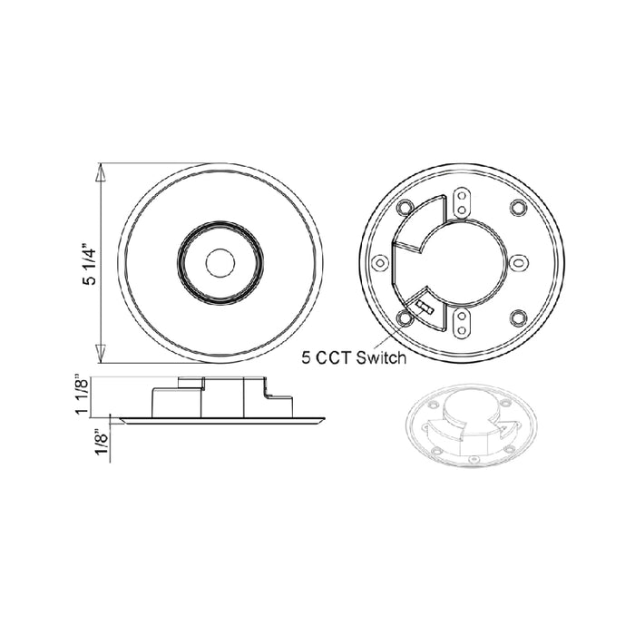 Lotus LBL-JB10W 5" LED Round Ultimate J-Box Mount, 5CCT Selectable