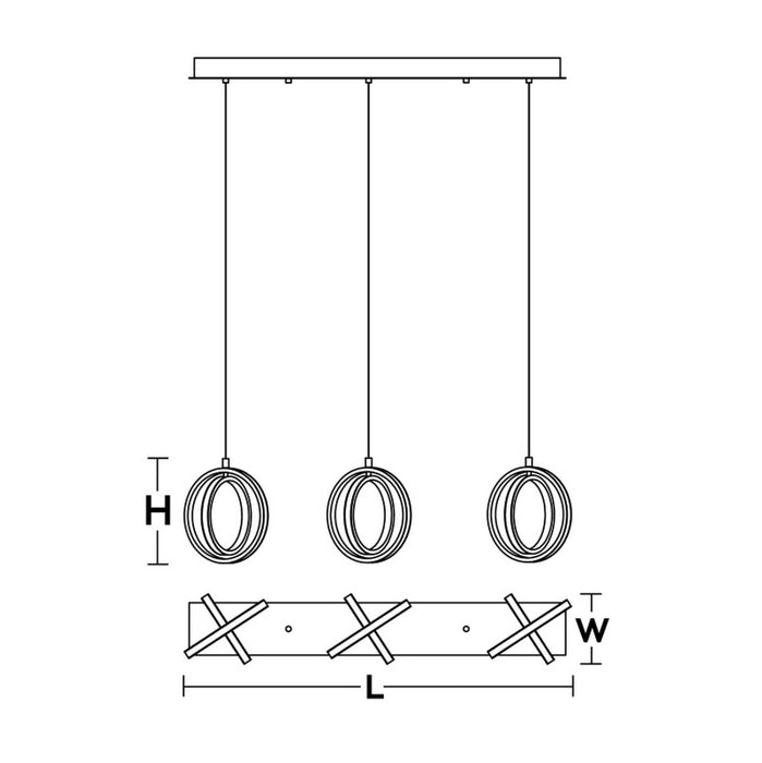 AFX LCKP09L30D1 LCKP Series Lock 6-lt 36" LED Multi Linear Pendant