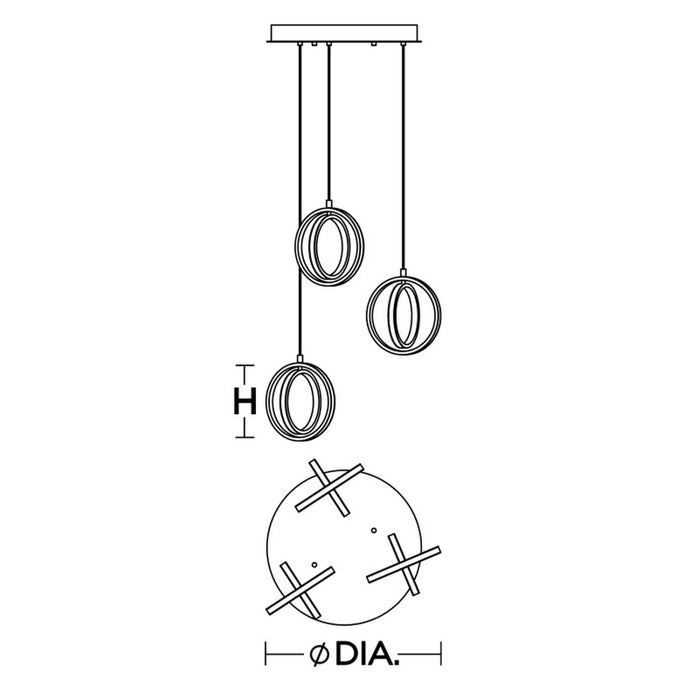 AFX LCKP09L30D1 LCKP Series Lock 6-lt 24" LED Multi Round Pendant