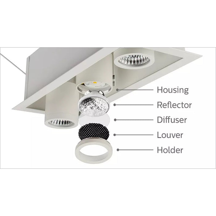 Lightolier LCRM10 OmniSpot 4-Head LED Recessed Multiple, 1000 lm per ...