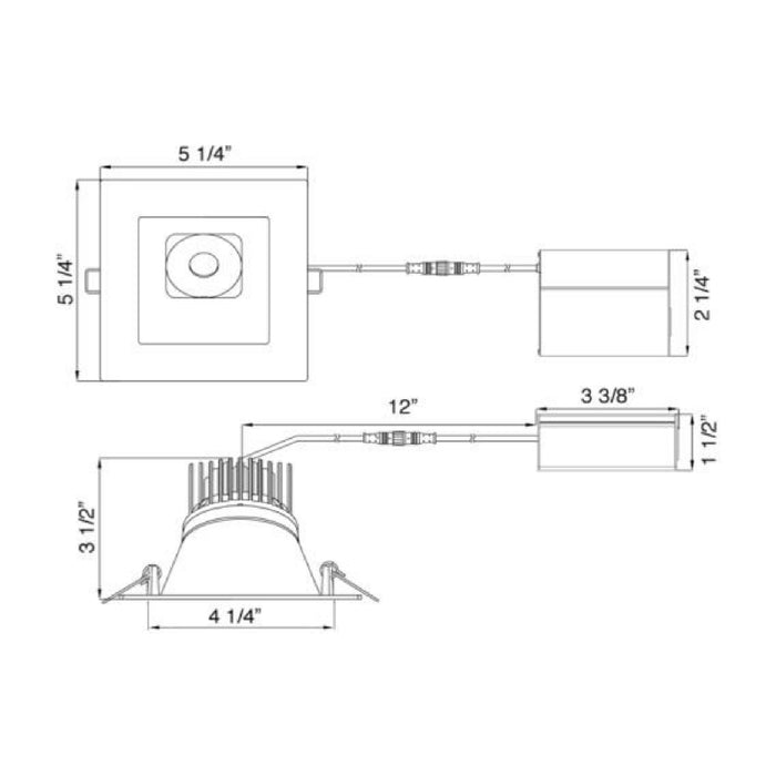 Lotus LD3S 5" 15W LED Square 30° Sloped Regressed, Dim to Warm