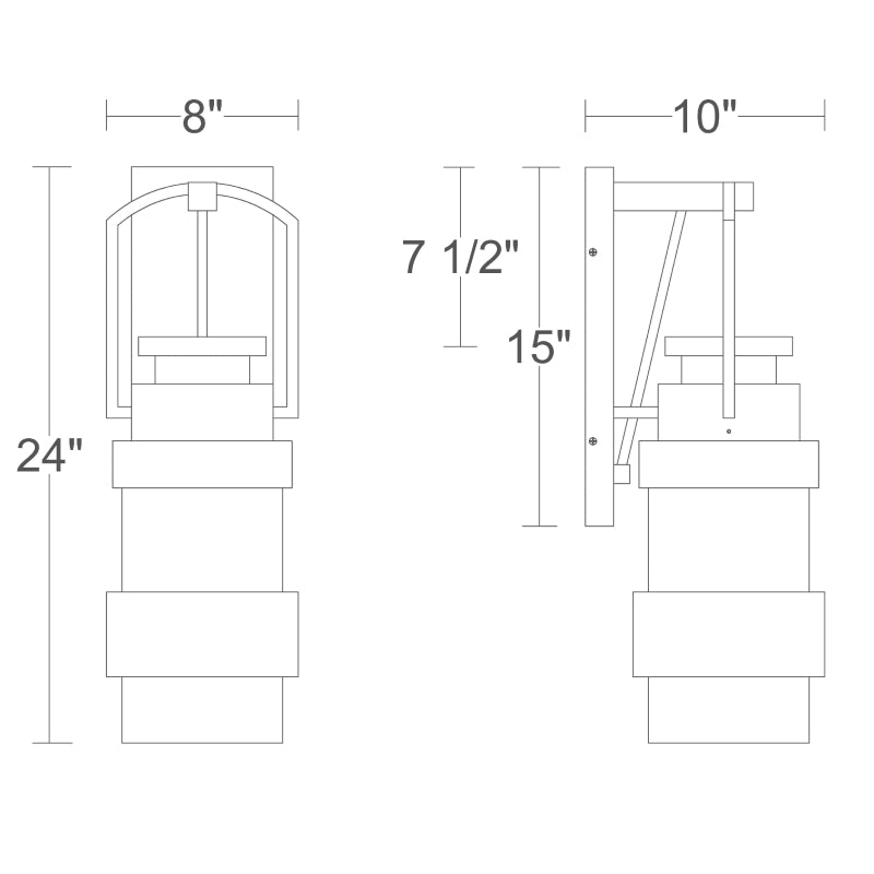 Alteck Lighting AW0154-5CCT-W Artefact 1-lt 24" Tall LED Outdoor Wall Sconce, 5CCT Selectable