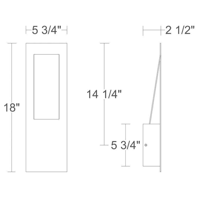 Alteck Lighting AW0155-5CCT-W Bend 1-lt 18" Tall LED Outdoor Wall Sconce, 5CCT Selectable