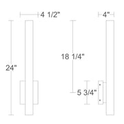 Alteck Lighting AW0163-5CCT-W Lina 1-lt 24" Tall LED Outdoor Wall Sconce, 5CCT Selectable