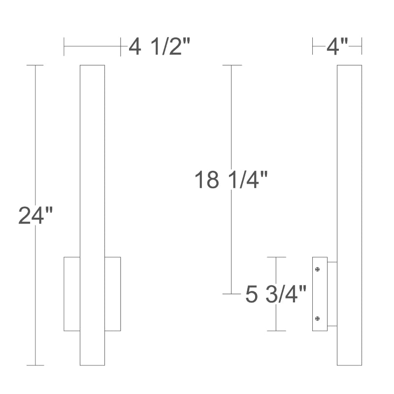 Alteck Lighting AW0163-5CCT-W Lina 1-lt 24" Tall LED Outdoor Wall Sconce, 5CCT Selectable