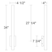 Alteck Lighting AW0164-5CCT-W Lina 1-lt 34" Tall LED Outdoor Wall Sconce, 5CCT Selectable