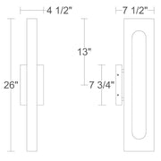 Alteck Lighting AW0165-5CCT-W Loop 1-lt 26" Tall LED Outdoor Wall Sconce, 5CCT Selectable