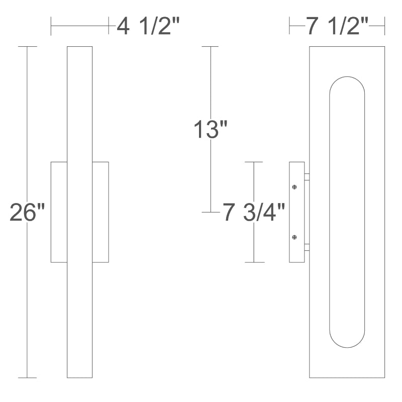 Alteck Lighting AW0165-5CCT-W Loop 1-lt 26" Tall LED Outdoor Wall Sconce, 5CCT Selectable