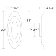 Alteck Lighting AW0169-5CCT-W Oval 1-lt 22" Tall LED Outdoor Wall Sconce, 5CCT Selectable