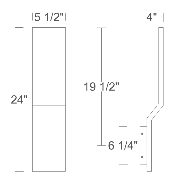 Alteck Lighting AW0172-5CCT-W Plateau 1-lt 24" Tall LED Outdoor Wall Sconce, 5CCT Selectable