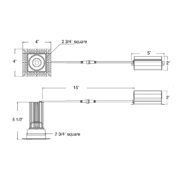 Lotus LED-2-S11W 2" LED Square Trimless Gimbal, 5CCT Selectable