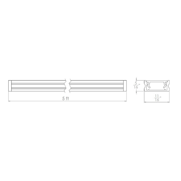 WAC LED-T-CH4 5-ft Field Cuttable Aluminum Surface Mounted Shallow Channel