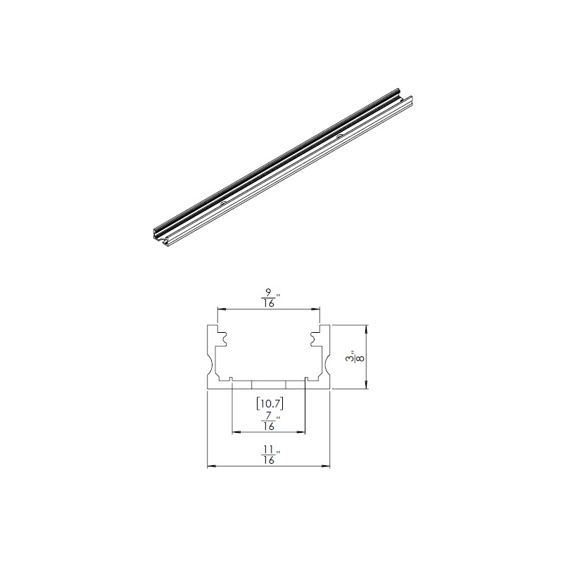 WAC LED-T-CH 5-ft Aluminum Channel Shallow Surface Mount
