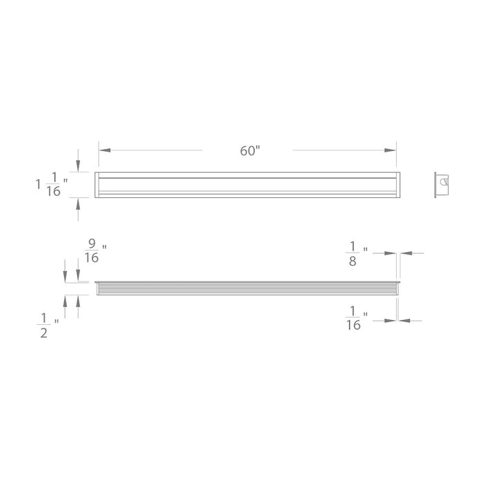 WAC LED-T-CH 5-ft Aluminum Channel Angled Recessed Mount