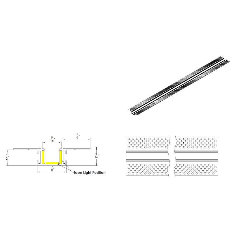 WAC LED-T-RCH4-WT 8-ft Slim Symmetrical Recessed Channel - Mud In