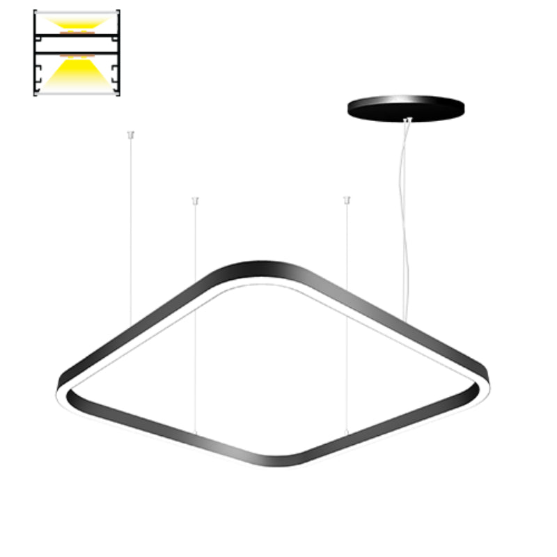Elite LOOP-SLIM-HEX-DI-LED Architectural LED Slim Square Pendant, Direct/Indirect Light, 3CCT Sectable