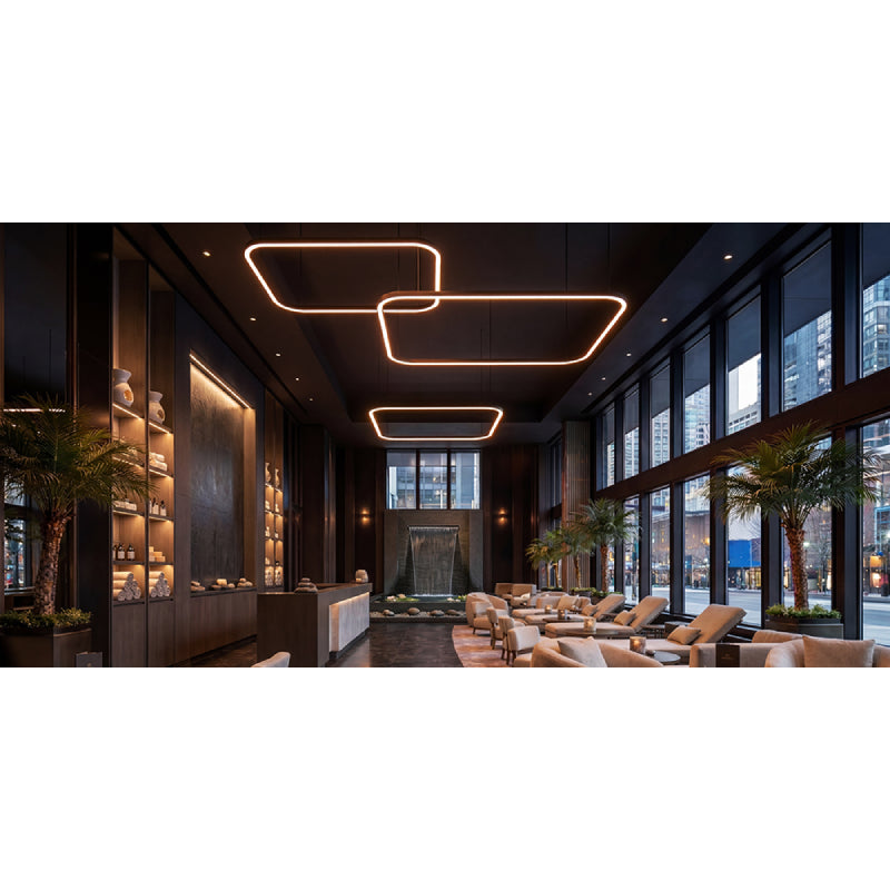 Elite LOOP-SLIM-HEX-DI-LED Architectural LED Slim Square Pendant, Direct/Indirect Light, 3CCT Sectable