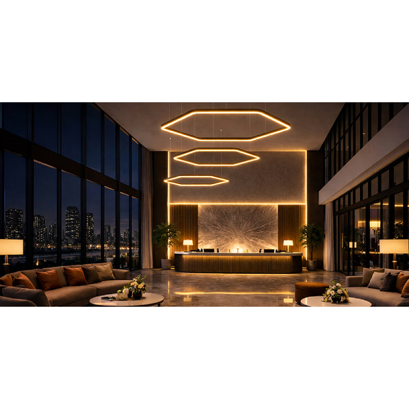 Elite LOOP-SLIM-HEX-DI-LED Architectural LED Slim Hexagon Pendant, Direct/Indirect Light, 3CCT Selectable