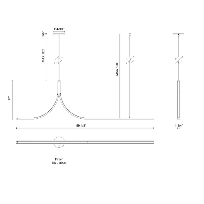 Kuzco LP17905 Thread 1-lt 5-ft LED Linear Pendant