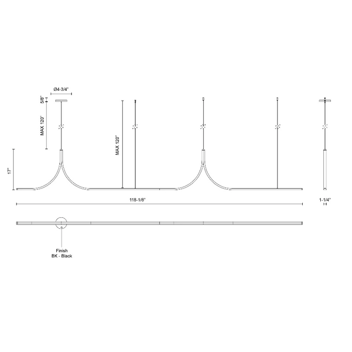 Kuzco LP17910 Thread 1-lt 10-ft LED Linear Pendant