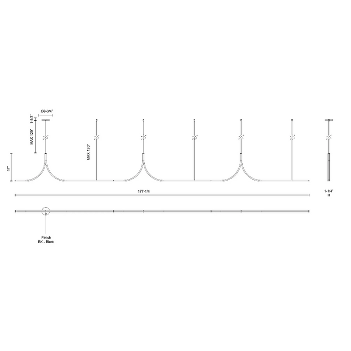Kuzco LP17915 Thread 1-lt 15-ft LED Linear Pendant