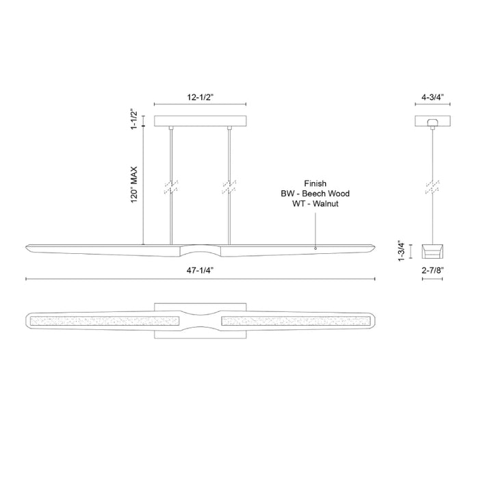 Kuzco LP21647 Dakota 1-lt 42" LED Linear Pendant