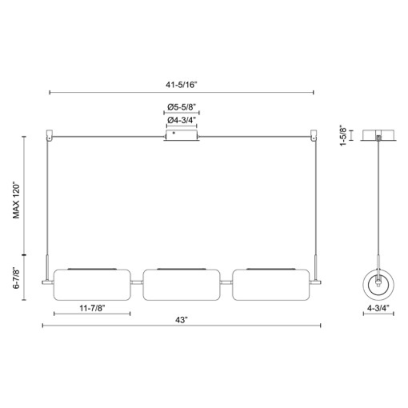 Kuzco LP28543 Hilo 3-lt 43" LED  Linear Pendant