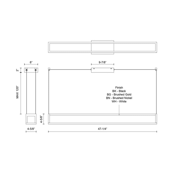 Kuzco LP45548-UNV Plaza 48" LED Linear Pendant
