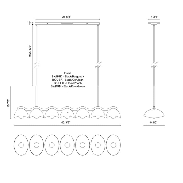 Kuzco LP57642 Atlas 7-lt 42" Linear Pendant