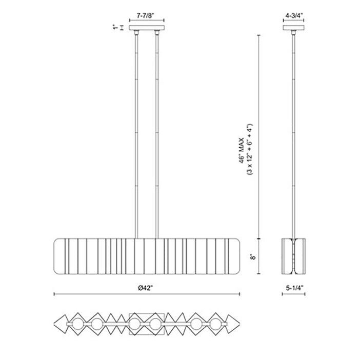 Kuzco LP58042 Akira 6-lt 42" Linear Pendant